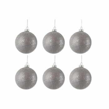 Set 6 globuri din sticlă pentru Crăciun J-Line Bauble, ø 8 cm, argintiu