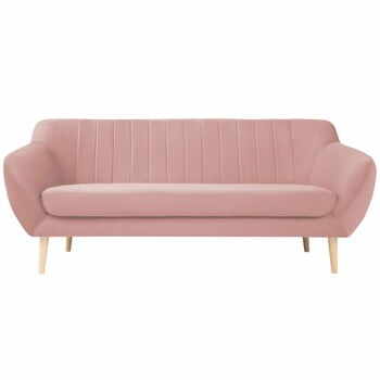 Canapea cu 3 locuri și picioare de culoare deschisă Mazzini Sofas Sardaigne, roz deschis