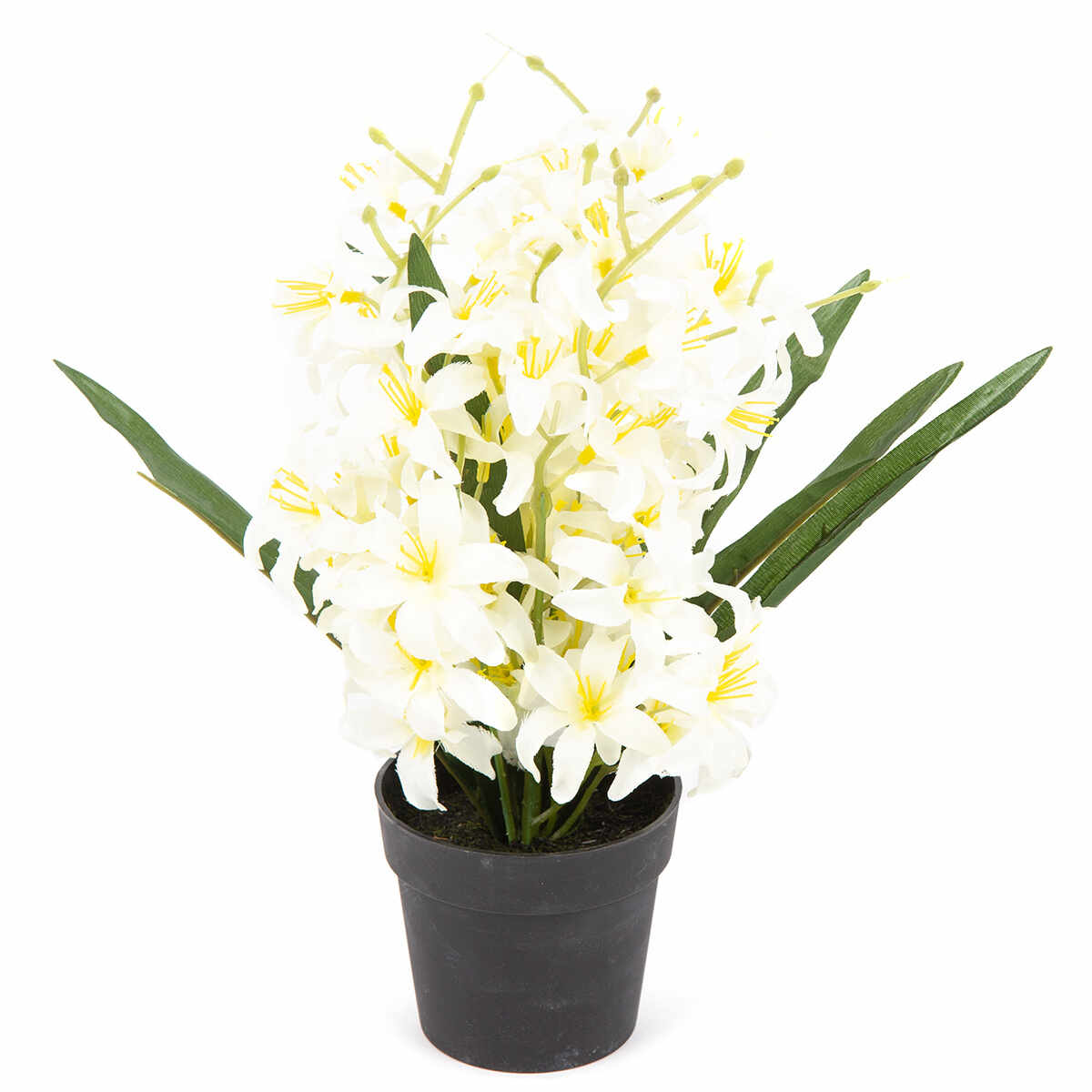 Floare artificială Crin, în ghiveci, alb, 30 cm