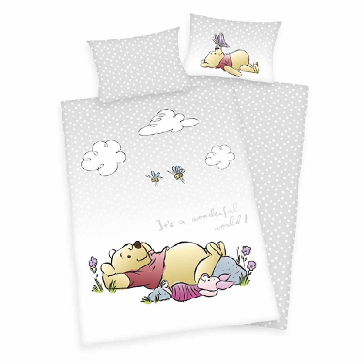 Lenjerie de pat Herding Winnie the Pooh, din bumbac, pentru copii, 100 x 135 cm, 40 x 60 cm