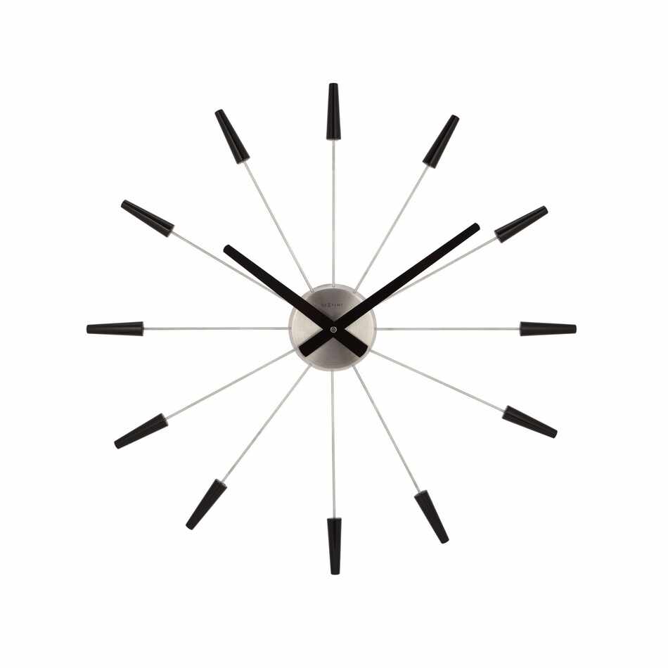 Ceas de perete negru, Nextime Plug Inn 2610zw, diam. 60 cm