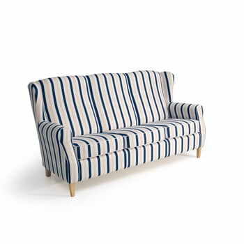 Canapea în dungi, 3 locuri, Max Winzer Lorris, albastru-alb