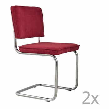 Set 2 scaune Zuiver Ridge Rib, roșu