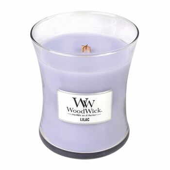 Lumânare parfumată WoodWick, cu aromă de liliac, 55 ore