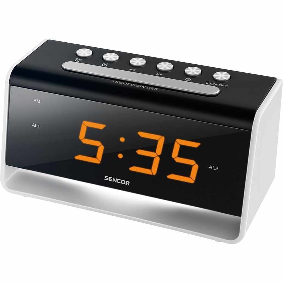 Ceas LED Sencor SDC 4400 W, cu alarmă, negru