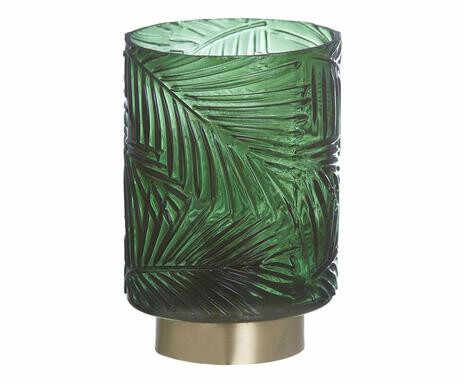 Veioză Wadia cu frunze tropicale, sticlă, 10x10x14.5cm