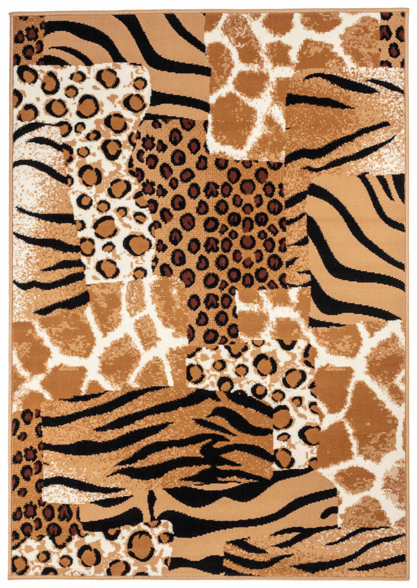 Covor Animal Print Umbuf, Maro/Negru/Alb, 120x170 cm