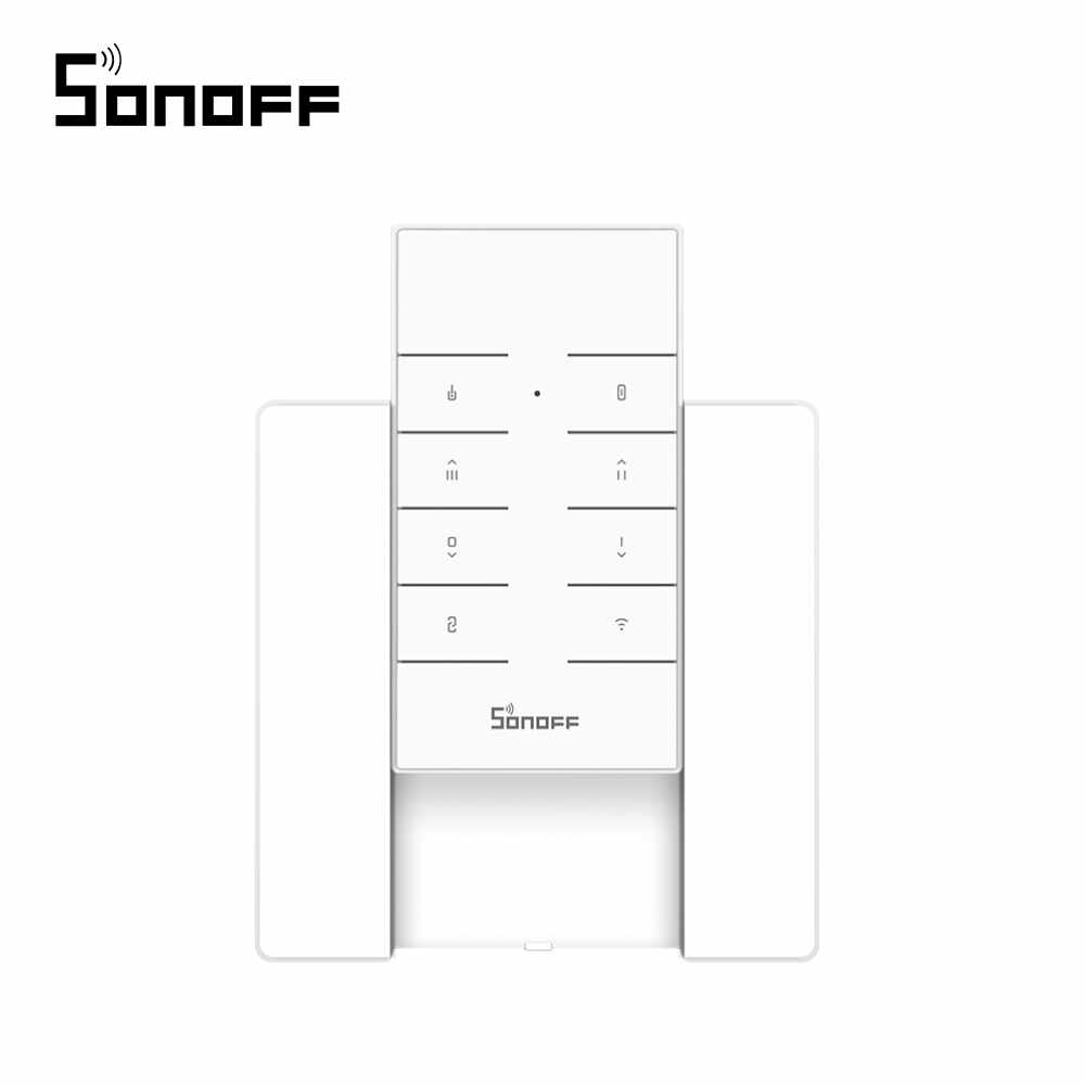 Pachet Suport perete + Telecomanda RF Sonoff RM433 cu Functie Sincronizare Wi-Fi, Reglaj intensitate lumini, Reglaj viteza ventilator