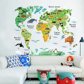 Autocolant pentru camera copiilor Ambiance World Map, 73 x 95 cm