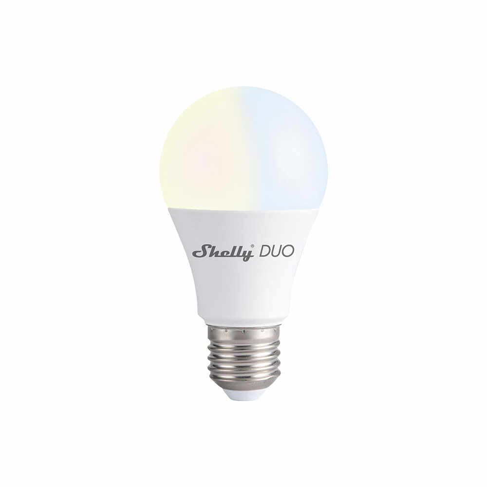 Bec LED inteligent Shelly Duo, Wi-Fi, E27, 9W, Temperatura culoare 800 LM