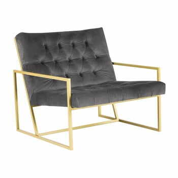 Fotoliu Mazzini Sofas BONO cu structură metalică, auriu - gri