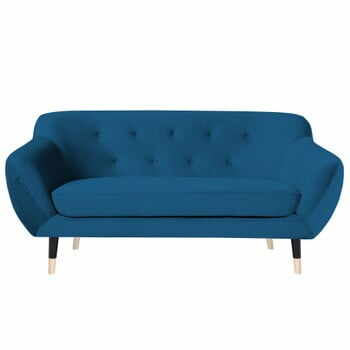 Canapea cu 2 locuri Mazzini Sofas AMELIE cu picioare negre, albastru