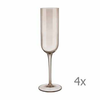 Set 4 pahare pentru șampanie Blomus Fuum, 210 ml, maro transparent