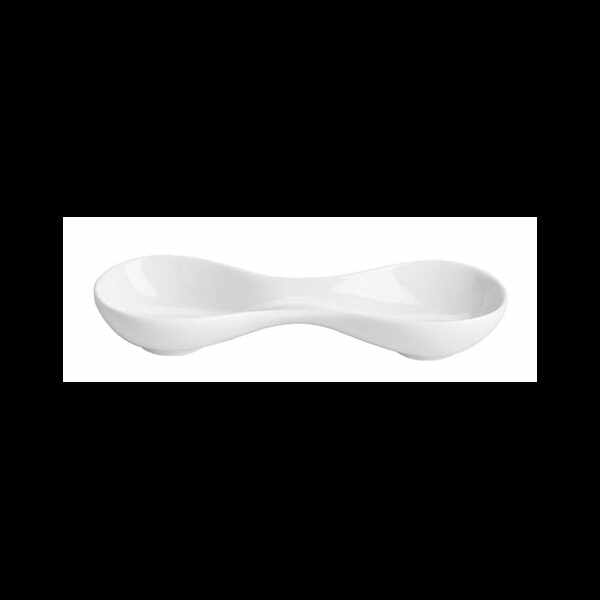 Platou oval 2 compartimente portelan alb Ionia Black&White 20.5 cm
