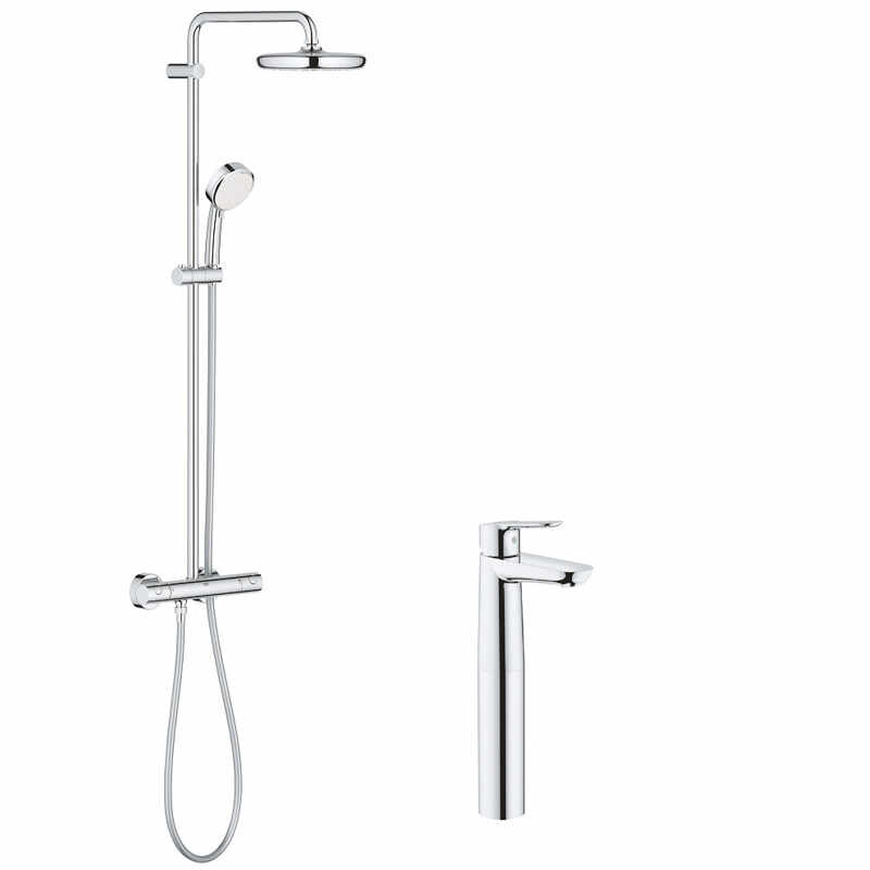 Pachet: Coloana dus Grohe New Tempesta 210-27922001, Baterie lavoar blat Grohe BauEdge XL-23761000 