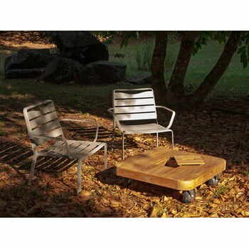 Set 2 scaune de grădină și o masă cu blat din lemn de tec Ezeis Spring