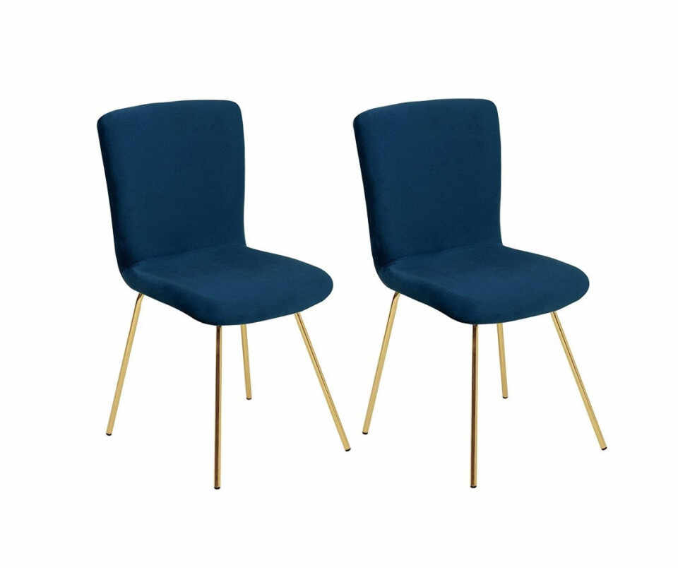 Set de 2 scaune RUBIO, albastru/auriu, 86 x 43 x 34 cm