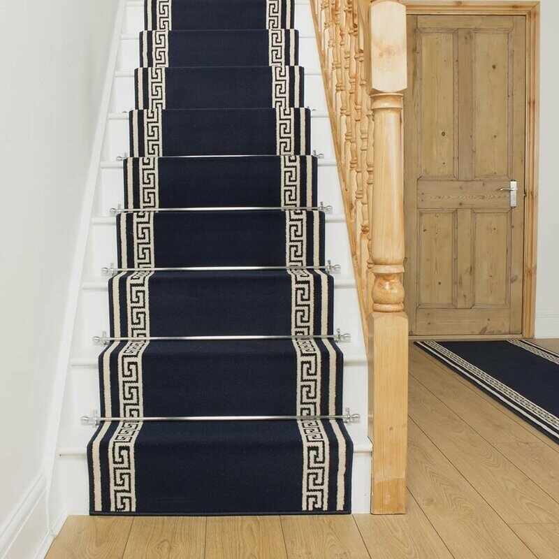 Covor pentru scări Almon, albastru, 60 x 450 cm