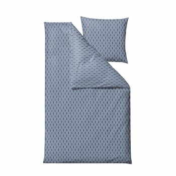 Lenjerie de pat din bumbac ranforce pentru pat single Södahl Graphic, 140 x 220 cm, albastru
