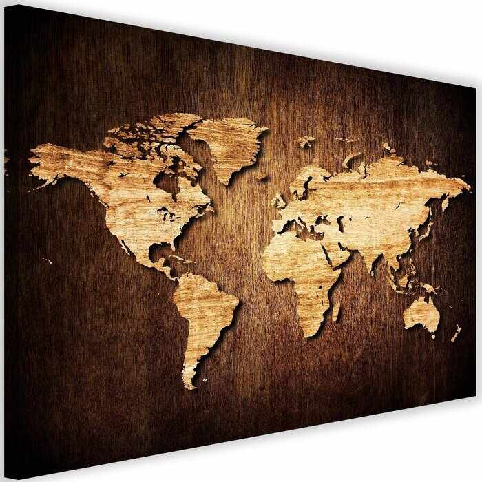 Tablou „World Map”, maro, 60 x 90 x 3 cm