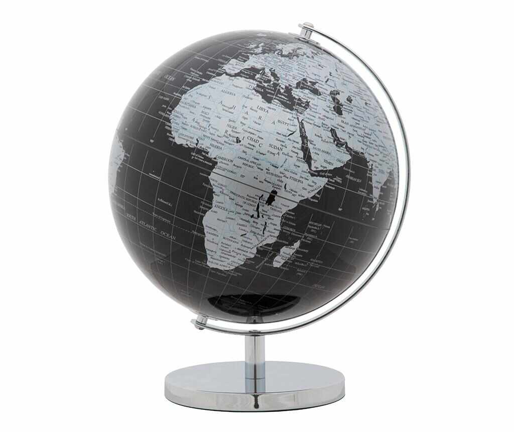 Decoratiune World Globe Black Silver - Mauro Ferretti, Gri & Argintiu