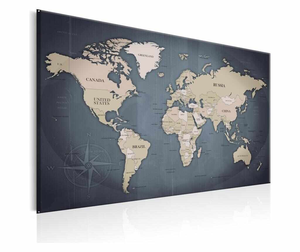Tablou World Map: Shades of Grey 120x80 - Artgeist, Multicolor