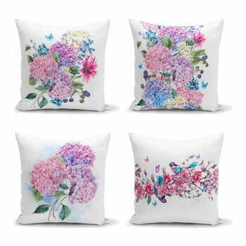 Set 4 fețe de pernă decorative Minimalist Cushion Covers Purple Pink, 45 x 45 cm