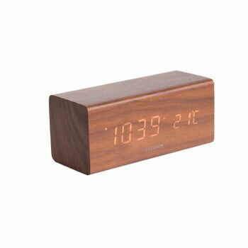 Ceas alarmă, decor lemn, Karlsson Cube, 16 x 7,2 cm