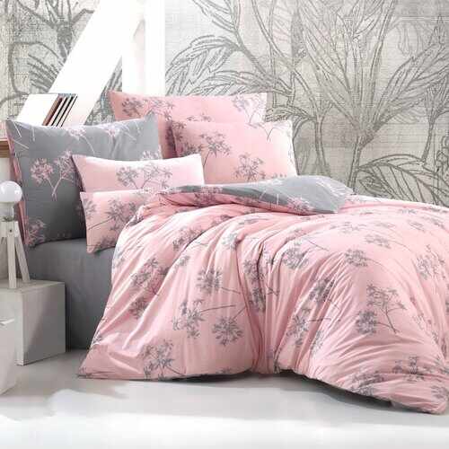 Lenjerie de pat din bumbac Idil, roz vechi, 220 x 200 cm, 2 buc. 70 x 90 cm