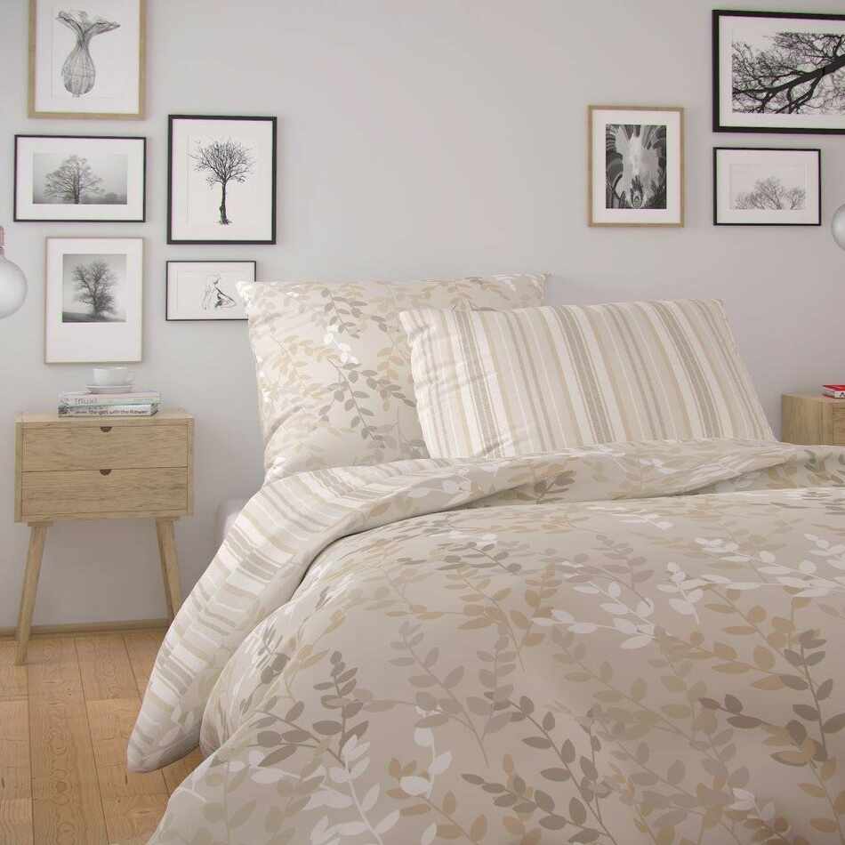 Lenjerie de pat din bumbac Kvalitex Nordic Astrid,crem, 140 x 200 cm, 70 x 90 cm