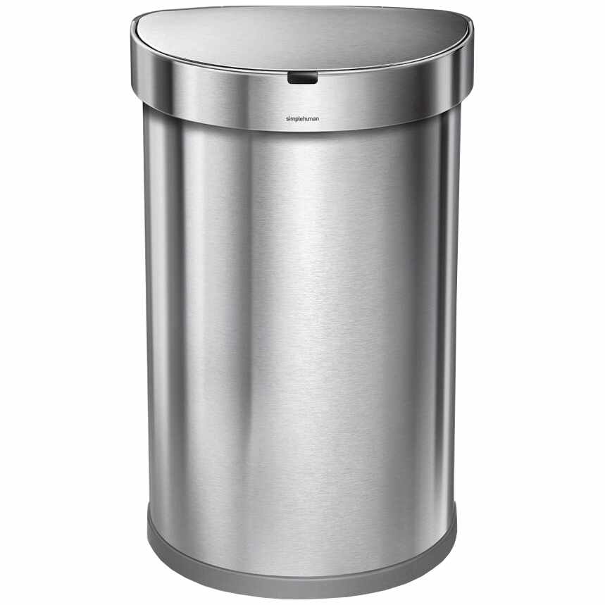 Simplehuman SEMI-ROUND 45L - silver - Coș de gunoi fără contact