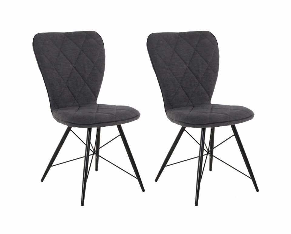 Set de 2 scaune Viola, textil, antracit, 47x62x90 cm