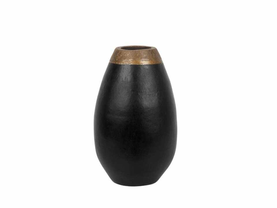 Vaza decorativa CORIA, ceramica, neagra/aurie, 20 x 20 x 32 cm