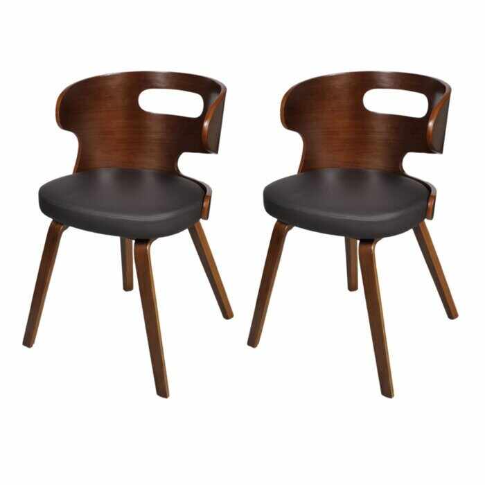 Set de 2 scaune tapitate, maro/negre, 68,5 x 49,5 x 52 cm