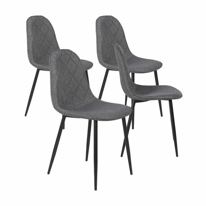 Set de 4 scaune Moody, textil, gri/negre, 87 x 44 x 45 cm