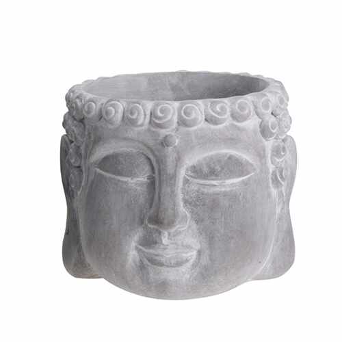 Ghiveci Buddha din ciment gri 11.5x12.5x10 cm