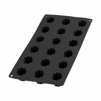 Formă din silicon pentru 18 mini prăjituri în formă de stea Lékué, negru