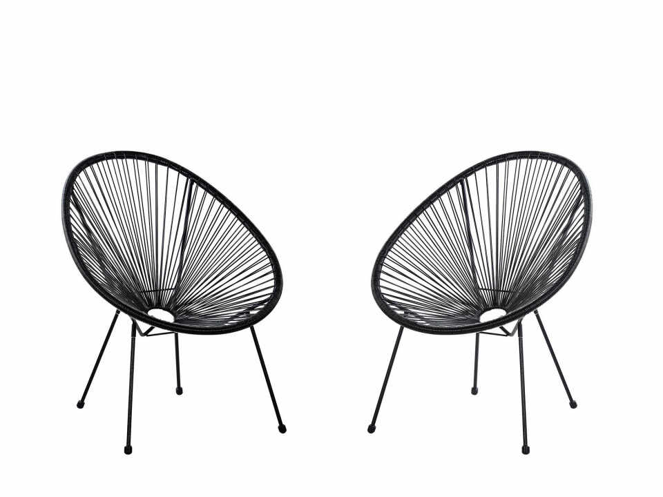 Set de 2 scaune Acapulco II, negru, 70 x 90 x 87 cm