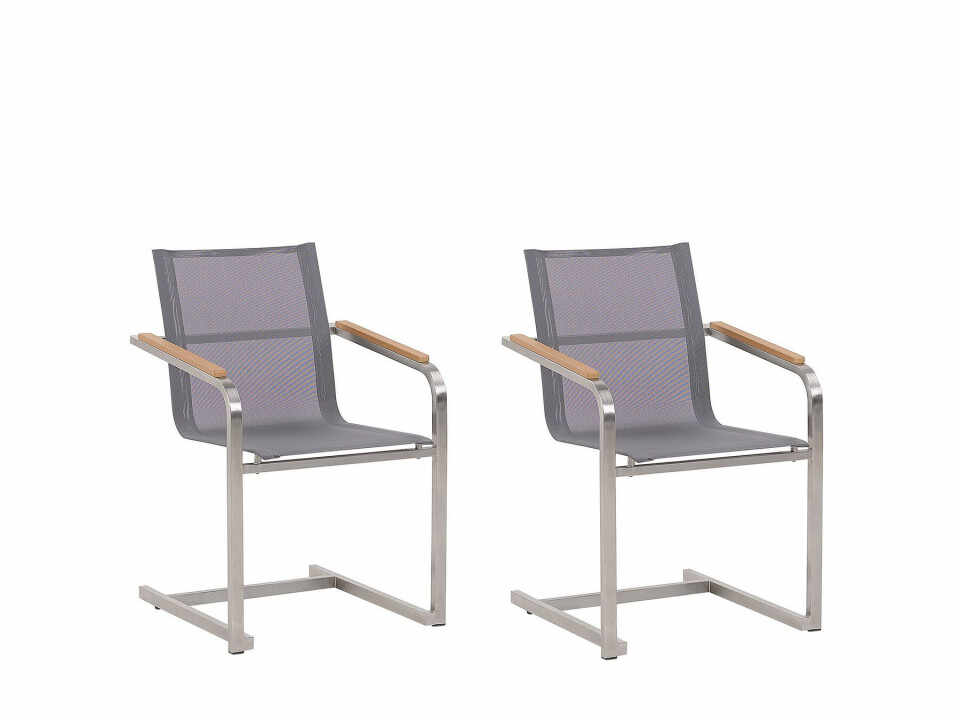 Set de 2 scaune de gradina Cosoleto, gri, 56 x 55 x 85 cm