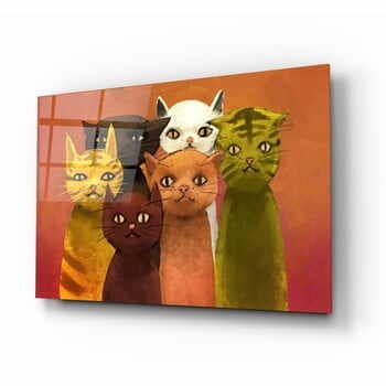 Tablou din sticlă Insigne Cartoon Cats, 72 x 46 cm