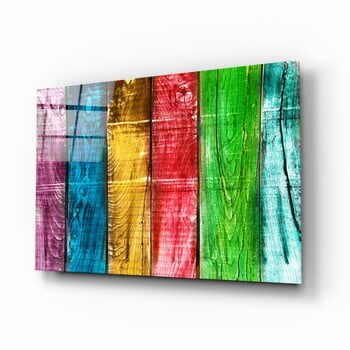 Tablou din sticlă Insigne Colored Wood, 110 x 70 cm