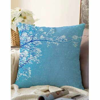 Față de pernă din amestec de bumbac Minimalist Cushion Covers Winter Wonderland, 55 x 55 cm, albastru