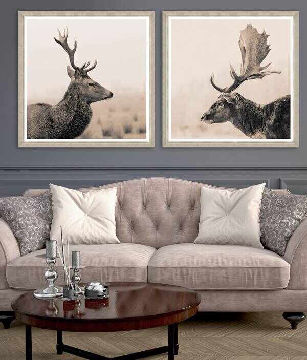 Tablou 2 piese Framed Art Stag Portraits