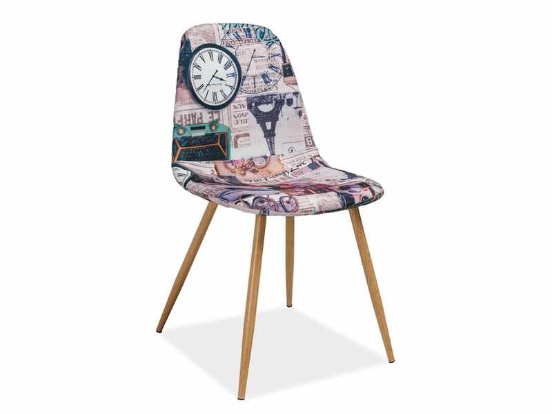 Scaun tapitat cu stofa, cu picioare metalice Citi Paris Multicolour / Oak, l44xA38xH84 cm