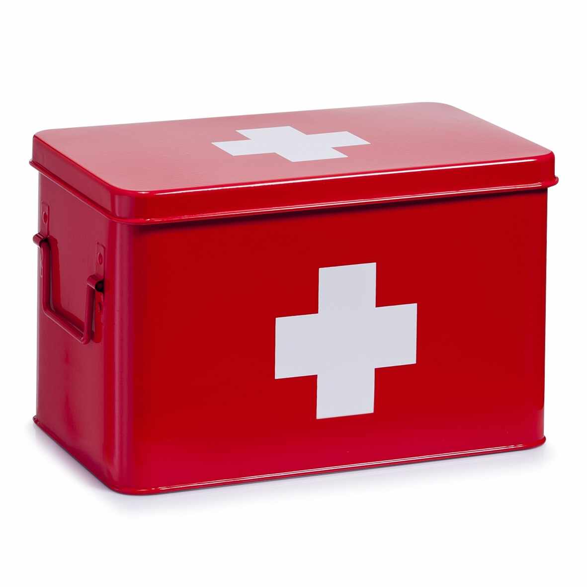 Cutie pentru depozitarea medicamentelor, 5 compartimente, Metal Red, l32xA19,5xH20 cm