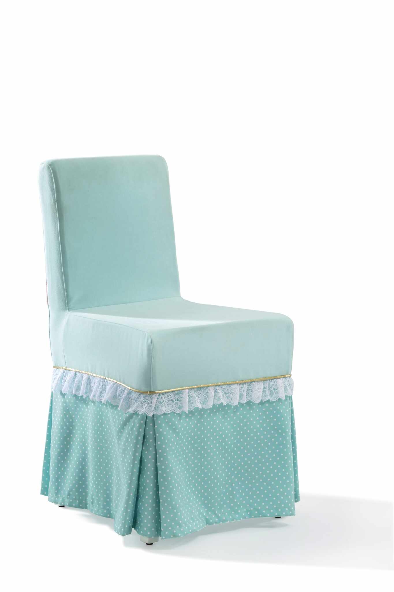 Scaun pentru copii, tapitat cu stofa cu picioare din lemn Summer Paradise Mint, l45xA52xH87 cm