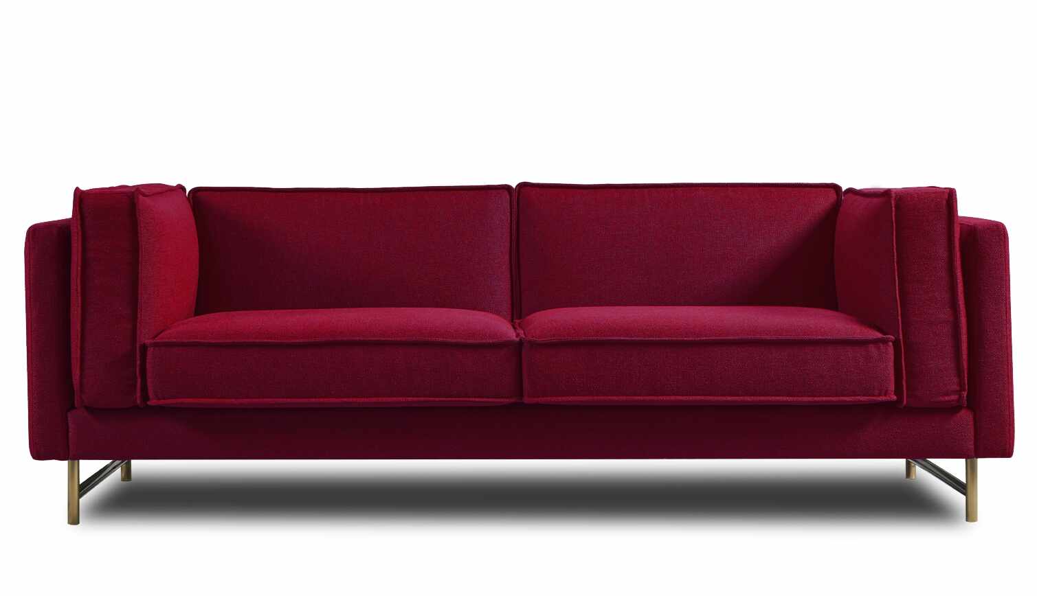 Canapea fixa tapitata cu stofa, 3 locuri Teresa Red, l204xA89xH69 cm