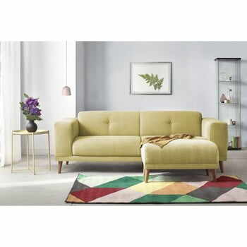 Canapea cu 3 locuri și suport pentru picioare Bobochic Paris Luna, galben