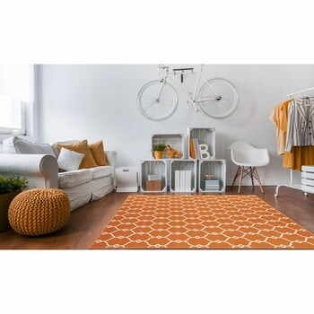 Covor foarte rezistent Floorita Trellis, 160 x 230 cm, portocaliu