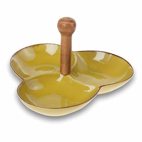 Platou ceramic Olive cu 3 compartimente